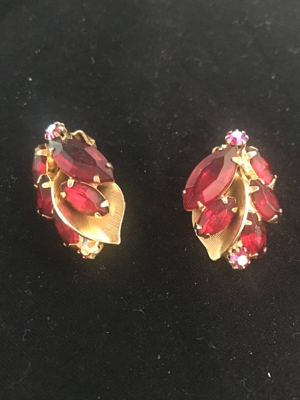 Weiss Red Gold Vintage Earrings